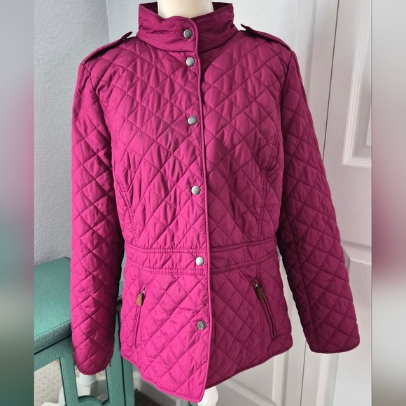 Talbots Quilted Barn Jacket - Raspberry Pink - L - Picture 2 of 9